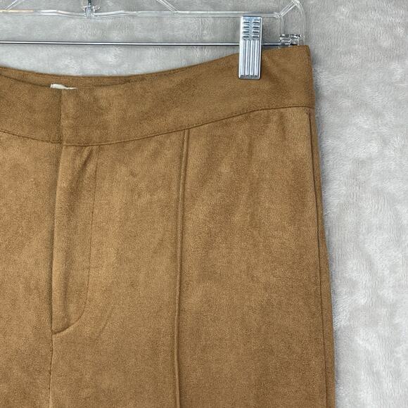 Rockin C Womens Large Tan Suedey Wide Flared Leg Pants 70s Rodeo Cowgril Western - Picture 4 of 14